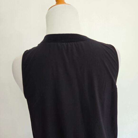 Athleta Zephyr Shell Tank Black Crew Neck Ribbed Trim Women XS - Picture 7 of 12